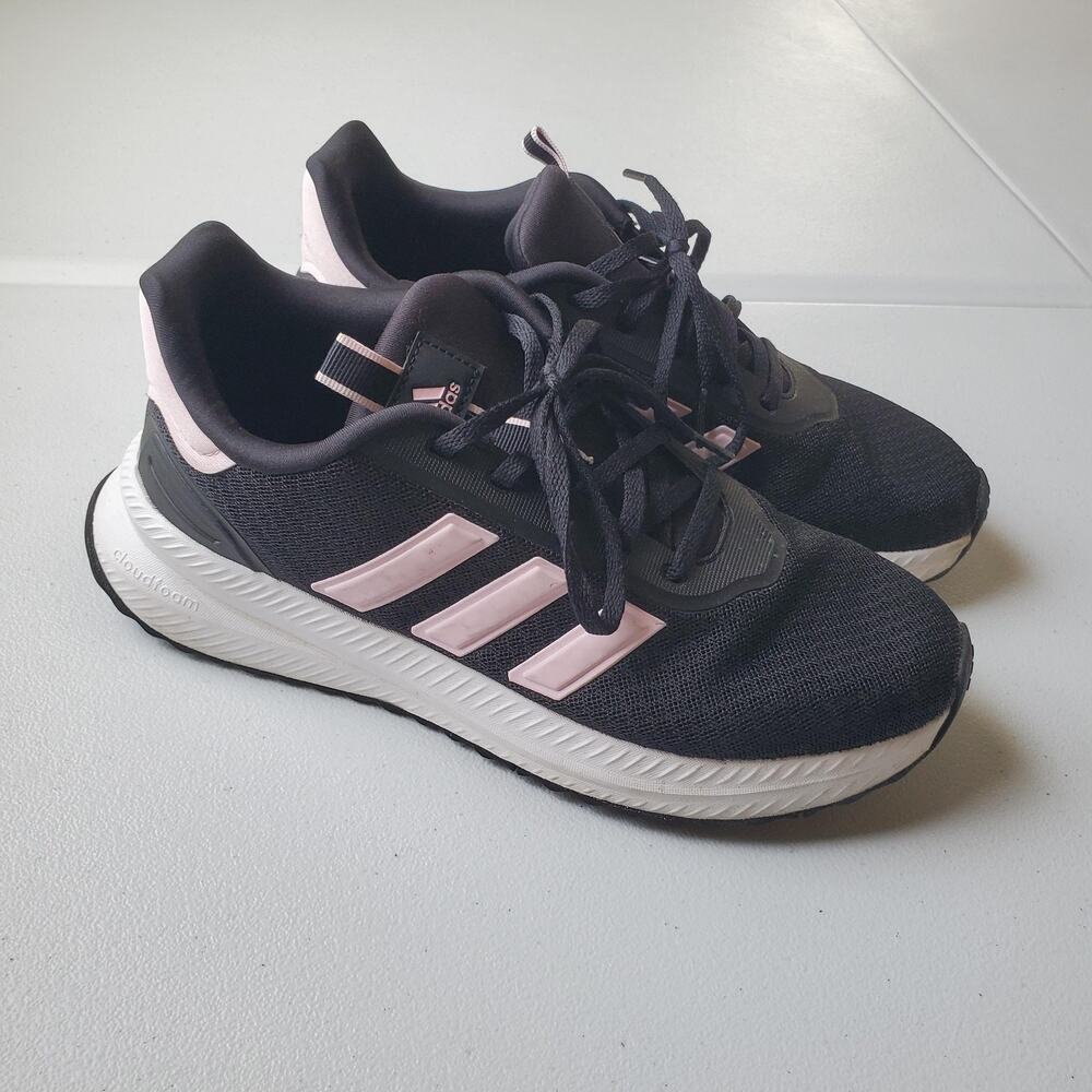 Adidas Cloudfoam Comfort Shoes Womens Size 8 Black Pink Running Sneakers